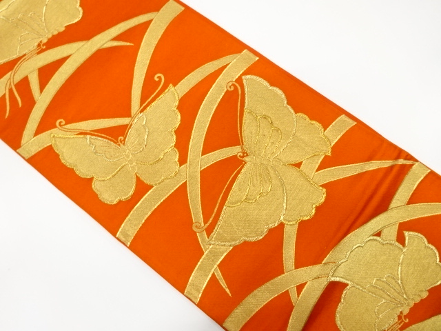 JAPANESE KIMONO / ANTIQUE FUKURO OBI / SILK / WOVEN GRASS